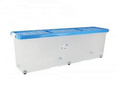 Storage Box with Lid Tontarelli Blue Transparent Plastic 120 x 30 x 39 cm Wheels (6 Units) Cheap