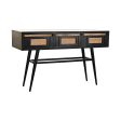 Console DKD Home Decor Natural Black Rattan Mango wood (125 x 40 x 76 cm) Sale