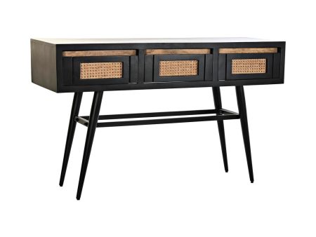 Console DKD Home Decor Natural Black Rattan Mango wood (125 x 40 x 76 cm) Sale