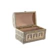 Jewelry box DKD Home Decor 25 x 15,5 x 18 cm Champagne Beige Wood Aluminium For Sale