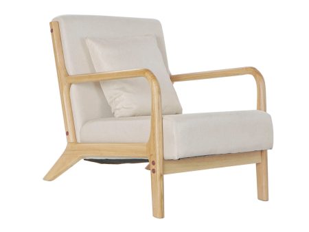 Armchair DKD Home Decor Beige Polyester MDF Wood (65 x 77 x 73 cm) Online now