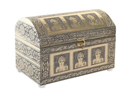 Jewelry box DKD Home Decor 25 x 15,5 x 18 cm Champagne Beige Wood Aluminium For Sale