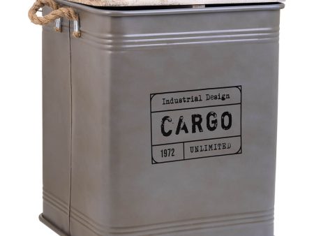 Laundry basket Alexandra House Living Cargo Grey Hemp Metal Fir wood Online now