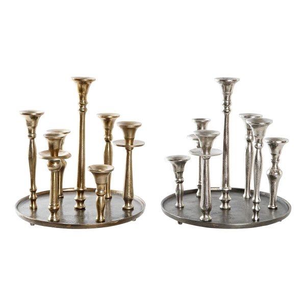 Candle Holder DKD Home Decor 29 x 29 x 30 cm Aluminium Modern (2 Units) on Sale