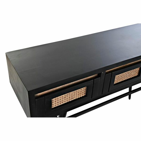 Console DKD Home Decor Natural Black Rattan Mango wood (125 x 40 x 76 cm) Sale