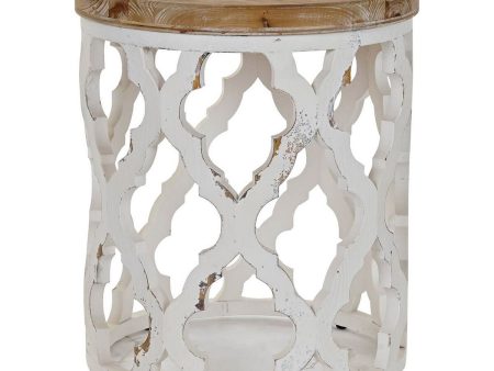 Side table DKD Home Decor 50 x 50 x 58 cm Fir Natural White MDF Wood Sale