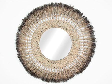 Wall mirror Romimex Natural Natural Fibre Window 70 x 70 x 3 cm Circular Online now