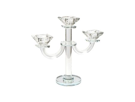 Candle Holder Romimex Transparent Glass 22 x 24 x 9 cm Hot on Sale