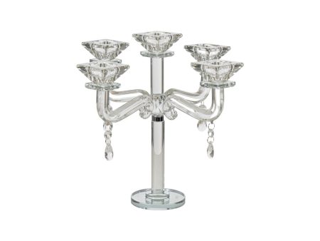 Candle Holder Romimex Transparent Glass 23 x 28 x 23 cm Online Sale