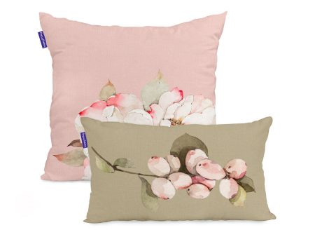 Set of cushion covers HappyFriday White peonies Multicolour 2 Pieces Hot on Sale