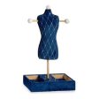 Jewellery Stand Blue Rhombus Velvet Wood (12 x 40 x 24 cm) Online now