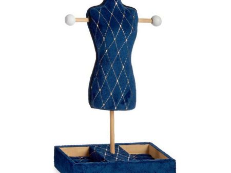 Jewellery Stand Blue Rhombus Velvet Wood (12 x 40 x 24 cm) Online now