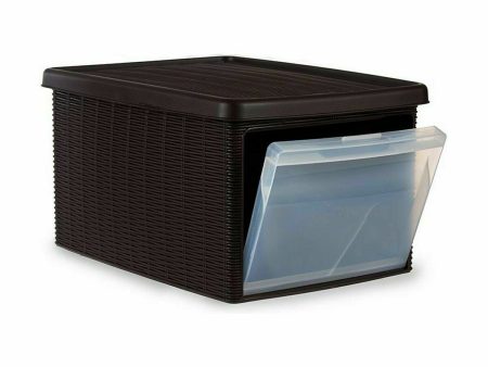 Storage Box with Lid Stefanplast Elegance Side Brown Plastic 29 x 21 x 39 cm (5 Units) Online