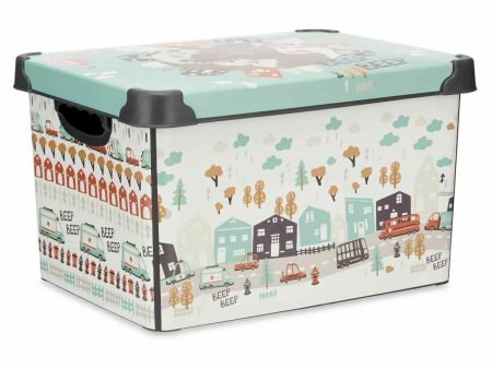 Storage Box with Lid Children s Road 22 L Plastic 29,5 x 23,5 x 39,5 cm (12 Units) For Cheap