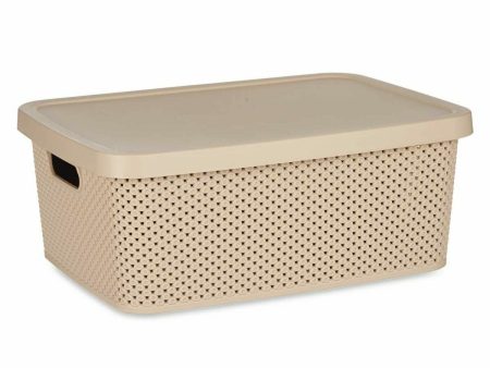 Storage Box with Lid Beige Plastic 13 L 28 x 15 x 39 cm (12 Units) Online now