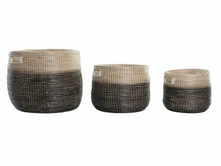 Basket set DKD Home Decor Natural Grey Seagrass (3 pcs) (37 x 37 x 40 cm) Supply