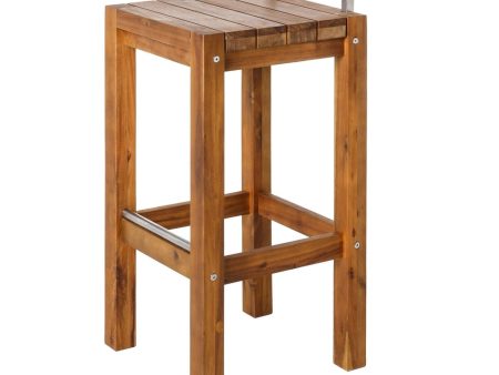 Stool Norah Wood Stainless steel 40 x 40 x 80 cm For Sale