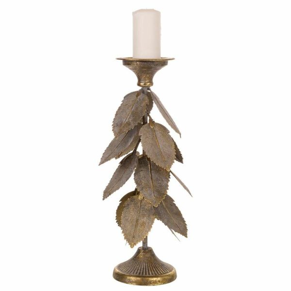 Candle Holder Alexandra House Living Golden Iron 19 x 43 x 19 cm Sheets on Sale