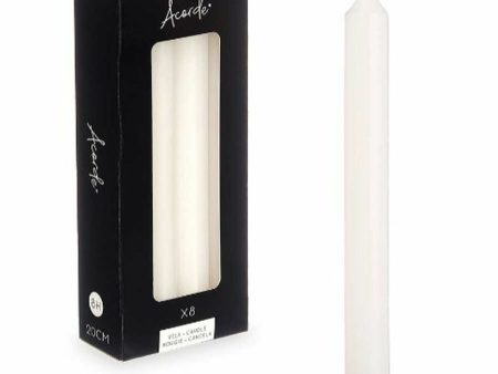 Candle Set Acorde 126-A-AR White 2 x 2 x 20 cm (12 Units) on Sale