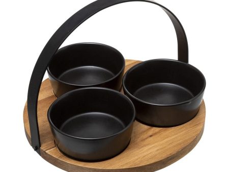 Appetizer Set Secret de Gourmet Black Stoneware 4 Pieces (Ø 21 cm) Online Hot Sale