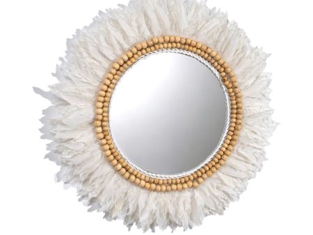 Wall mirror Romimex White Feathers 50 x 3 x 50 cm Circular For Discount