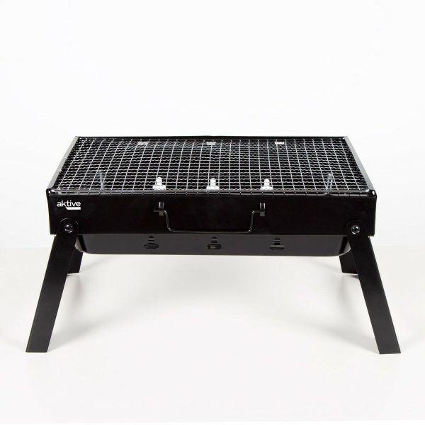 Barbecue Portable Aktive Rectangular Black 50 x 23 x 30 cm (2 Units) For Cheap