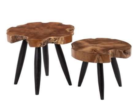 Side table Natural Black Teak 50 x 50 x 40 cm Fashion