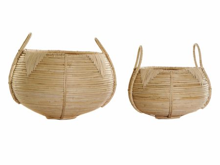 Basket set DKD Home Decor Rattan Bali (2 pcs) (25 x 25 x 22 cm) (35 x 35 x 37 cm) Fashion