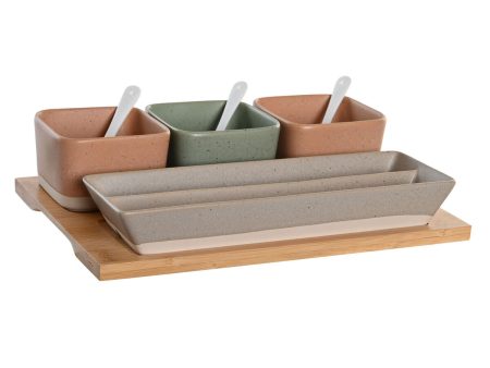 Appetizer Set DKD Home Decor 26 x 9 x 4 cm Porcelain Multicolour Bamboo 8 Pieces Scandinavian Fashion