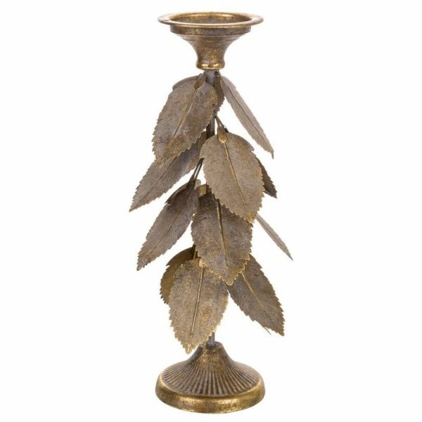 Candle Holder Alexandra House Living Golden Iron 19 x 43 x 19 cm Sheets on Sale