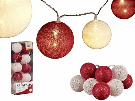 Wreath of LED Balls Ø 6 cm White Red 2 m (18 Units) For Cheap