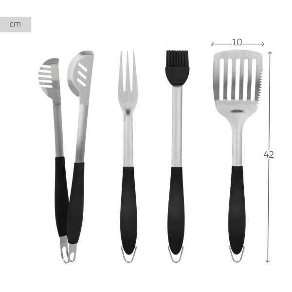 Barbecue Utensils Set Aktive 4 Pieces Barbecue Stainless steel 10 x 42 x 4 cm (4 Units) Supply