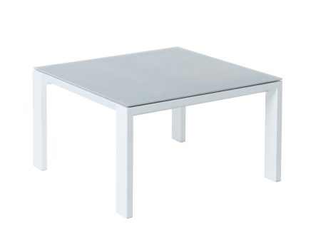 Centre Table Thais Table White Aluminium Tempered Glass 70 x 70 x 41 cm Cheap