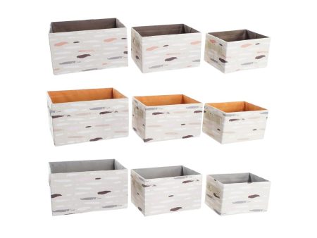 Basket set DKD Home Decor Brown Grey Orange 32 x 24 x 18 cm (3 Units) For Sale