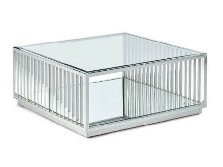 Centre Table DKD Home Decor Transparent Silver Steel Mirror 100 x 100 x 45 cm For Sale