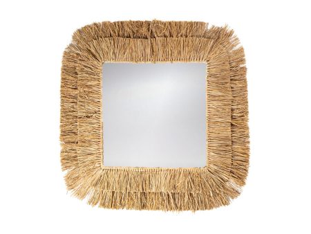 Wall mirror Romimex Natural 80 x 3 x 80 cm Squared Hot on Sale