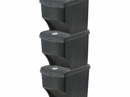 Bucket set Sortibox Black Stackable (3 Units) on Sale