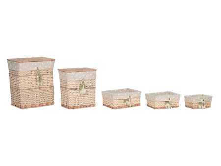 Basket set Home ESPRIT Green Beige Natural wicker 47 x 35 x 55 cm 5 Pieces For Sale