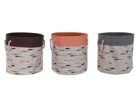 Laundry basket DKD Home Decor Grey Orange 45 x 45 x 45 cm (3 Units) Sale