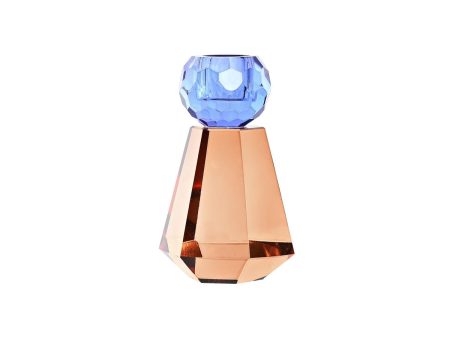 Candleholder DKD Home Decor Blue Amber Bicoloured Crystal 7 x 7 x 12 cm For Discount