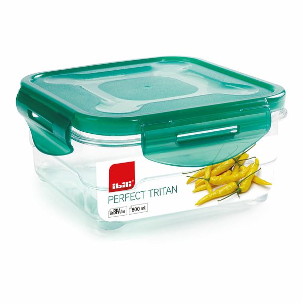 Hermetic Lunch Box Ibili 790408 Crystal 800 ml 15,5 x 15,5 x 7 cm Green For Sale