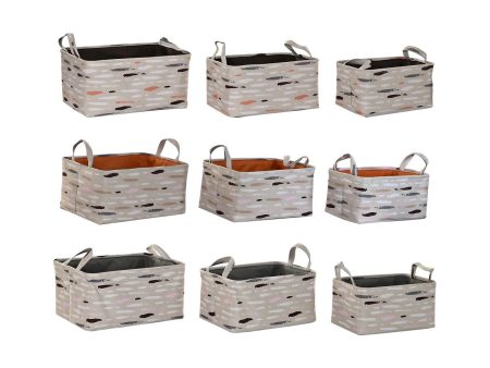 Basket set DKD Home Decor Brown Grey Orange 40 x 30 x 20 cm (3 Units) Online Sale