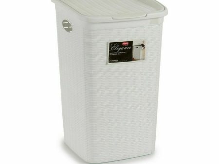 Laundry Basket Stefanplast Elegance White Plastic 50 L 36,5 x 54,5 x 38 cm (6 Units) Discount