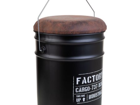 Bucket Alexandra House Living Black Hemp Metal Fir wood 35 x 31 x 40 cm With lid With handle Supply