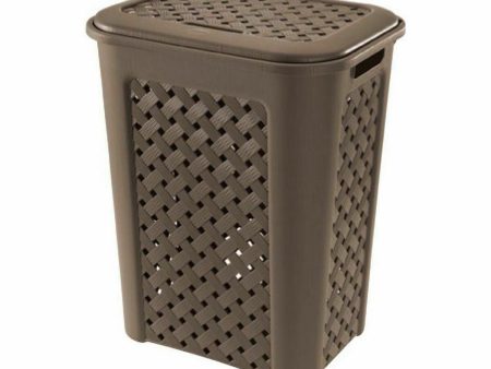 Laundry Basket Tontarelli Arianna With lid Wengue 37,5 x 27,5 x 47 cm (6 Units) Hot on Sale