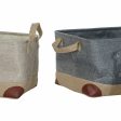 Basket set DKD Home Decor Beige Grey Light brown 40 x 30 x 24 cm Polyester Wood 3 Pieces (3 Units) For Discount