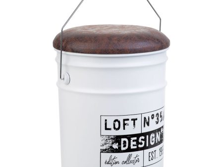 Bucket Alexandra House Living White Hemp Metal Fir wood 35 x 31 x 40 cm With lid With handle Discount