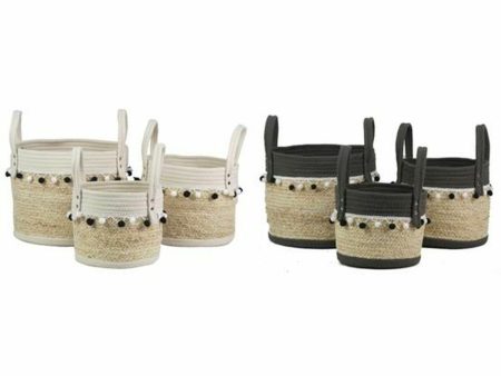 Basket set DKD Home Decor 38 x 30 x 25 cm Natural Fibre (2 Units) For Sale