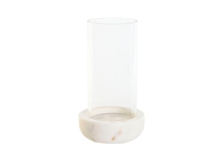 Candleholder Home ESPRIT White Natural Crystal Marble 10 x 10 x 18 cm Discount