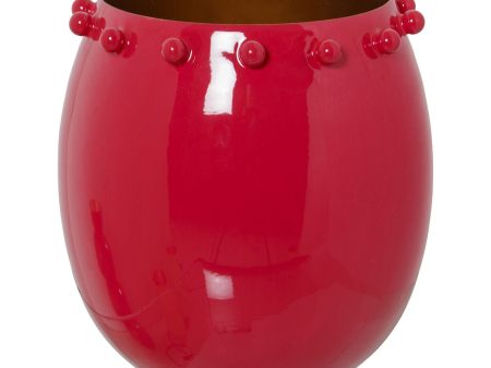 Candleholder Alexandra House Living Red Metal 20 x 22 x 20 cm Enamelled Metal Fashion